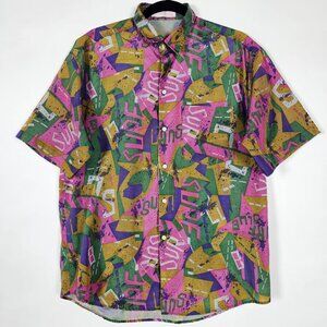 Vintage 90s Copio Surf Club Colorful Mens XL Short Sleeve Button Shirt